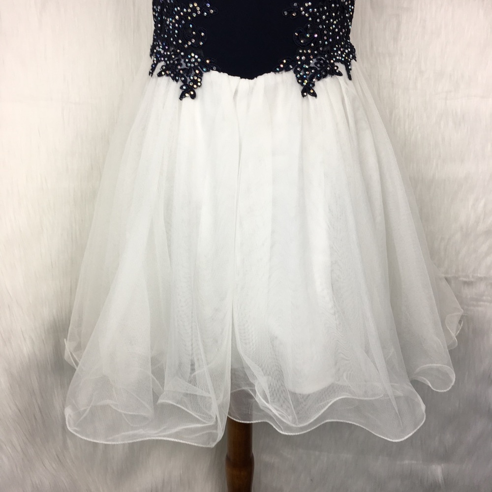 Blondie Nites Bedazzled Halter Mini Prom Dress - Picture 2 of 5